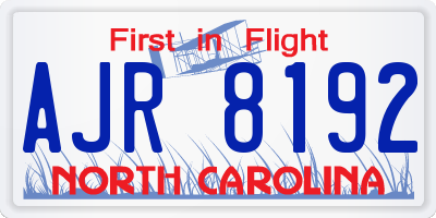 NC license plate AJR8192
