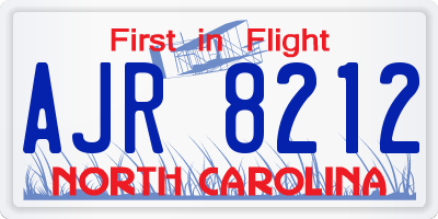 NC license plate AJR8212