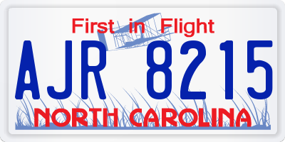 NC license plate AJR8215