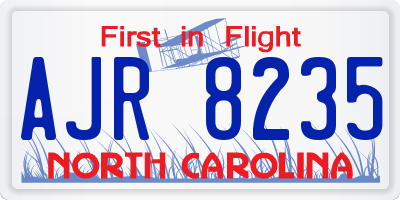 NC license plate AJR8235