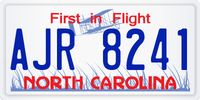 NC license plate AJR8241