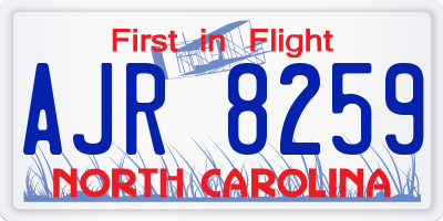 NC license plate AJR8259