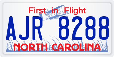 NC license plate AJR8288