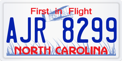 NC license plate AJR8299