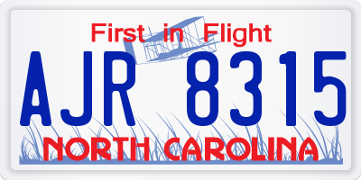 NC license plate AJR8315