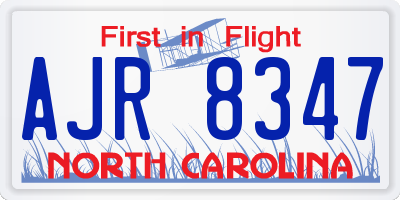 NC license plate AJR8347