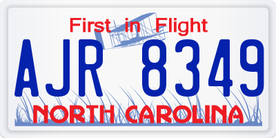 NC license plate AJR8349
