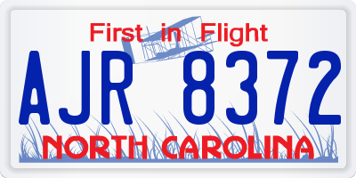 NC license plate AJR8372