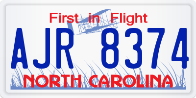 NC license plate AJR8374