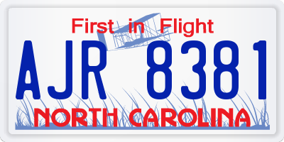 NC license plate AJR8381