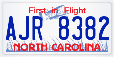 NC license plate AJR8382