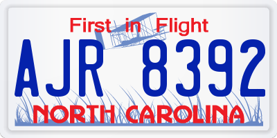 NC license plate AJR8392