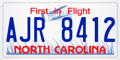 NC license plate AJR8412