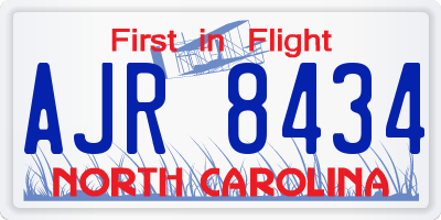 NC license plate AJR8434
