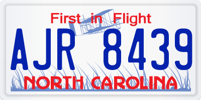 NC license plate AJR8439