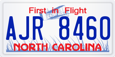 NC license plate AJR8460