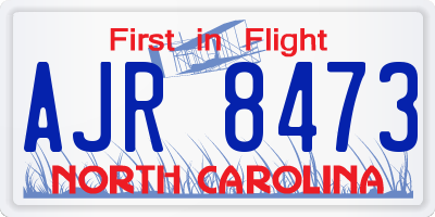 NC license plate AJR8473