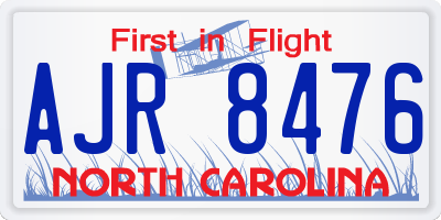 NC license plate AJR8476