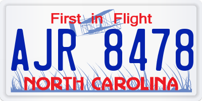 NC license plate AJR8478