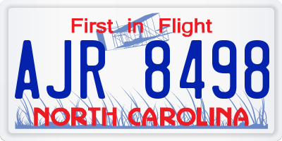 NC license plate AJR8498