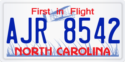 NC license plate AJR8542