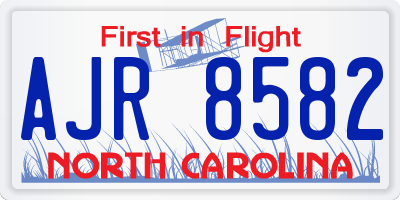 NC license plate AJR8582