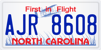NC license plate AJR8608
