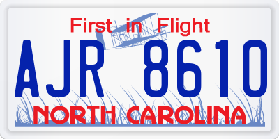 NC license plate AJR8610