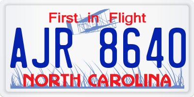 NC license plate AJR8640