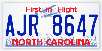 NC license plate AJR8647