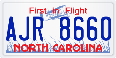 NC license plate AJR8660
