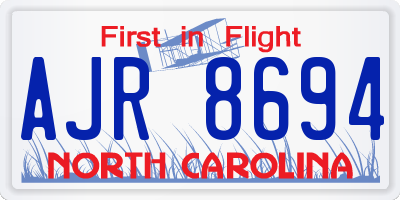 NC license plate AJR8694