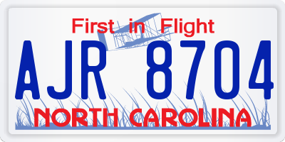 NC license plate AJR8704