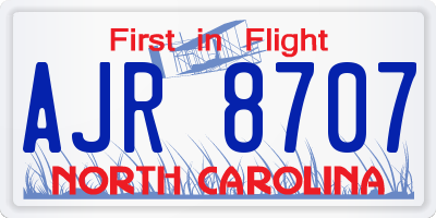 NC license plate AJR8707