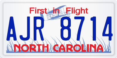 NC license plate AJR8714