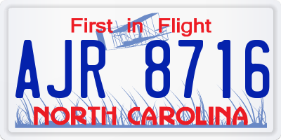 NC license plate AJR8716