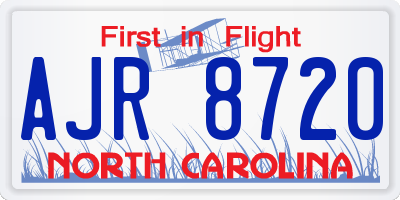 NC license plate AJR8720