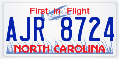NC license plate AJR8724