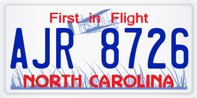 NC license plate AJR8726