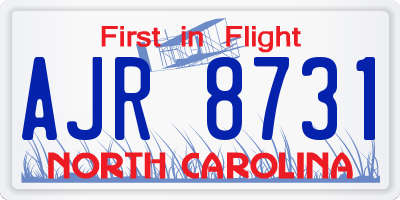 NC license plate AJR8731