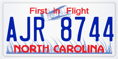NC license plate AJR8744