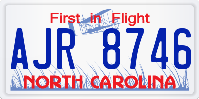 NC license plate AJR8746