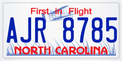 NC license plate AJR8785