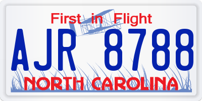 NC license plate AJR8788