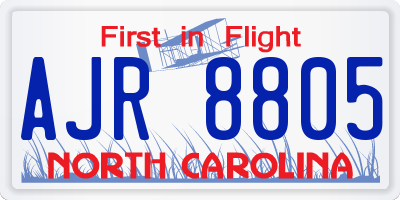 NC license plate AJR8805