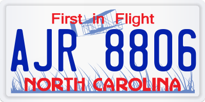 NC license plate AJR8806