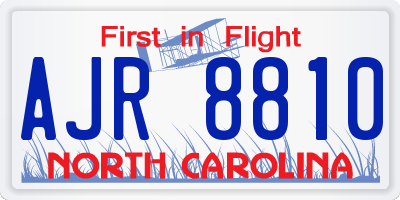 NC license plate AJR8810