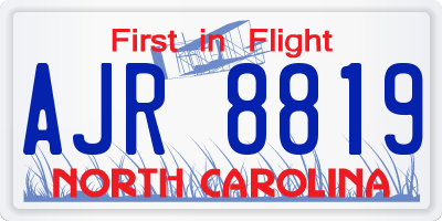 NC license plate AJR8819