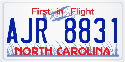NC license plate AJR8831