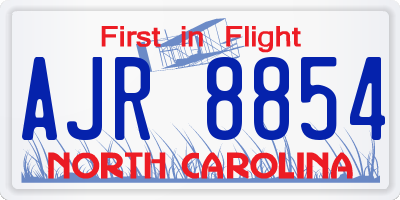 NC license plate AJR8854